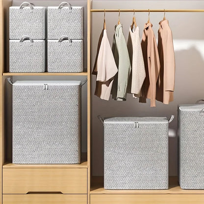 Extra Large Storage Chest with Lid-Heavy-Duty Non-Woven Fabric Organizer Bin,Locking Lid for Clothes,Bedding-For Closet,Storage