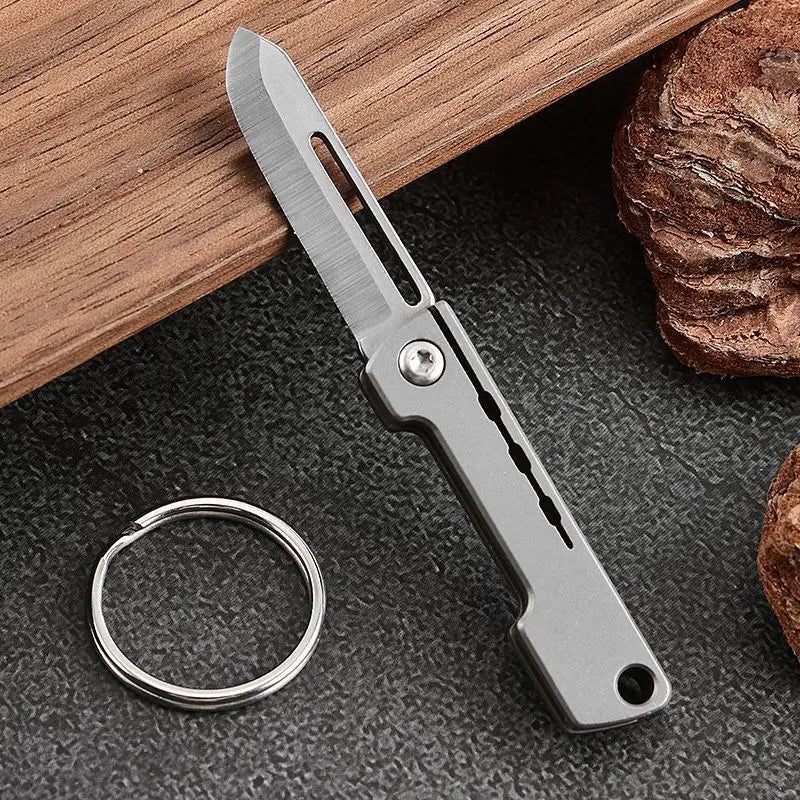 Titanium alloy folding mini knife, portable hanging keychain, unboxing, express delivery knife, household all-in-one knife