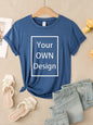 Summer Custom Womens T-Shirts DIY Logo/Graphic Tops Basic Multicolor T Shirt Loose O-Neck Short Sleeve Tees Casual Woman Clothes