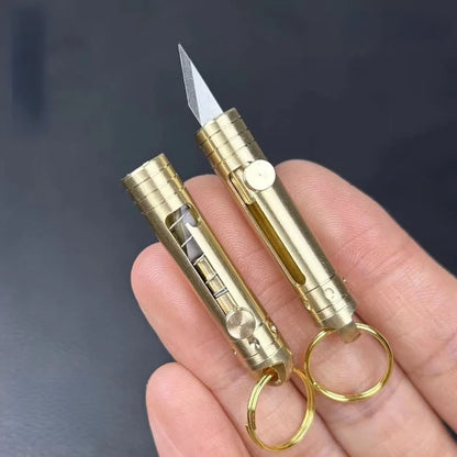 Sports Mini Copper Knife with Keychain Pendant - Portable Multi-functional Tool, Suitable for Camping, Daily Carrying and Paper Cutting, Portable Disassembly and Assembly Design, A Must for Men's Durable Outdoor Survival, Met