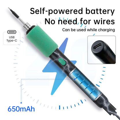 Wireless mini soldering iron with three-level temperature control Type C interface, suitable for maintenance and soldering