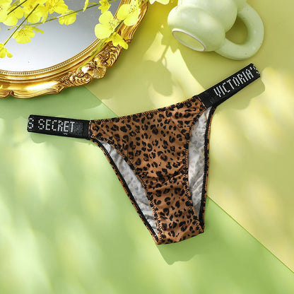Victoria's Secret Women's Classic Striped Versatile Lace Sexy Panties Shaping Breathable Soft V-Chain Underwear Thong
