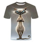 Men T-shirt Outdoor Street Cute Short-sleeved Boy Clothing Summer Top Fun Animal Cat 3D Printed Sports Quick-drying Breathable