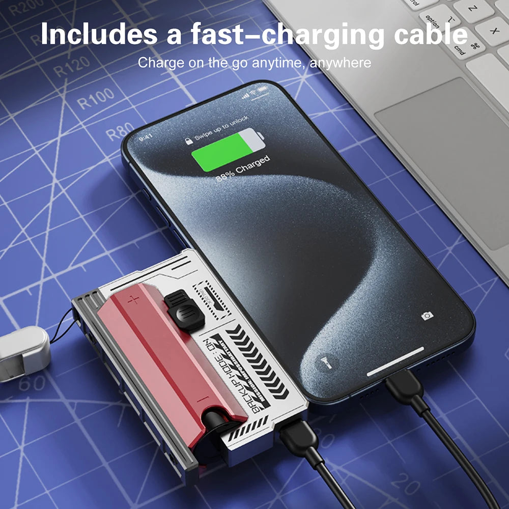 1 Section Welding Free 21700 Mobile Power Case PD 20W Fast Charging Built-In Cable Detachable Power Bank DIY Battery Box