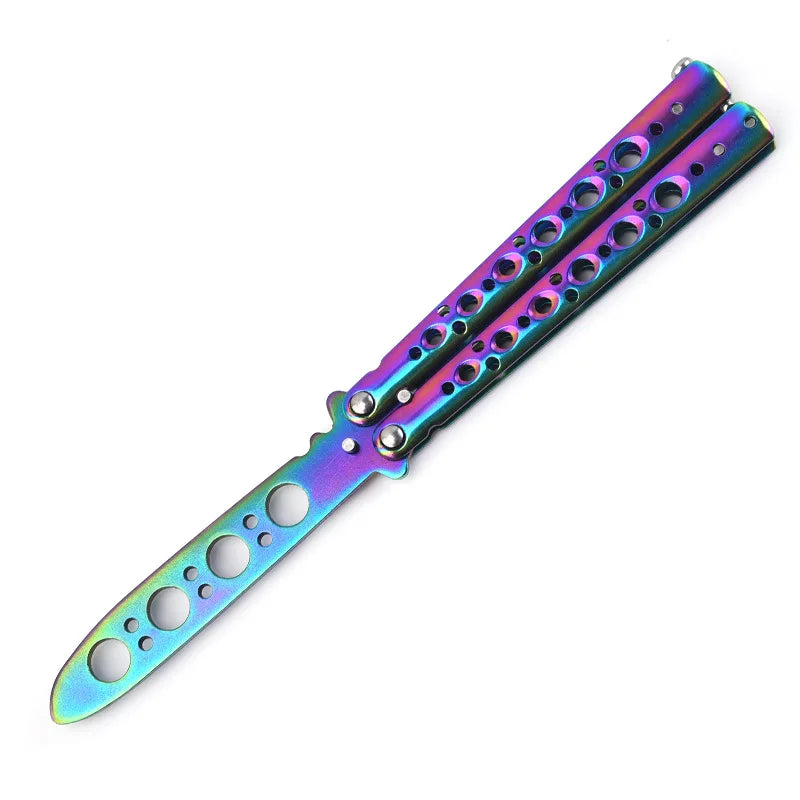 Portable Practice Butterfly Knife CSGO Balisong Trainer Stainless Steel Pocket Foldable Knife Training Tool for Outdoor Games