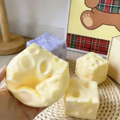 CCC Cheese Cube Stress Ball Big Cheese Shapeable Squeeze Ball Non-Bounce Fidget Toy ASMR Sensory Anti-Stress Christmas Gifts