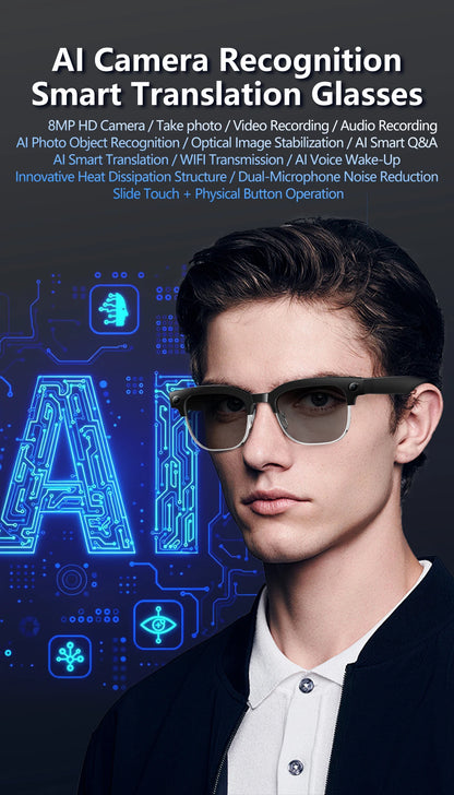 W630 800W HD Smart Glasses for Men And Women AI Intelligent Translation WiFi Transmission Photo & Video Recording Glasses
