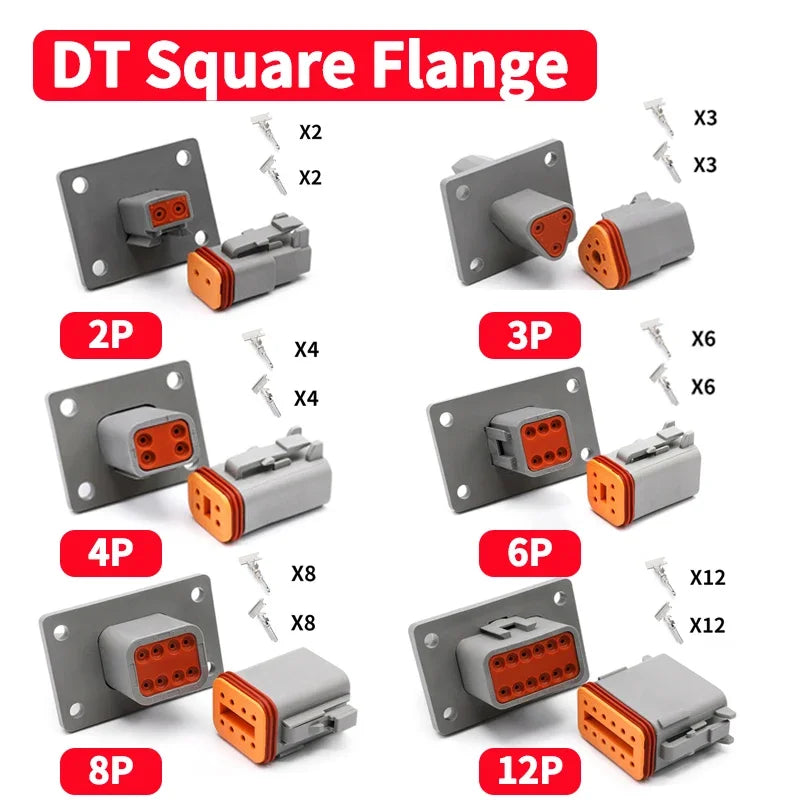 10/50/100 Sets Deutsch DTM/DT/DTP/DTF Automobile Connector Plug&Socket Male&Female Terminal DTM04-2/3/4/6/8/12 DTM06-2/3/4/6/8S