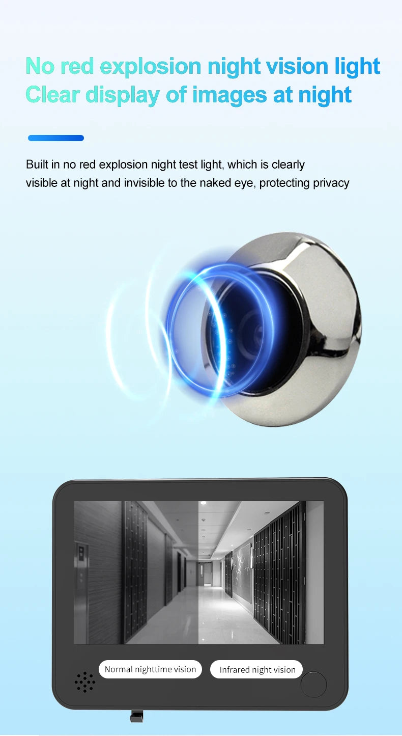 4.3inch Smart Life Door Peephole Camera WiFi Tuya Human Detection 120° 2KHD 3MP IPS Screen Remote Danmini Digital Door Video Eye