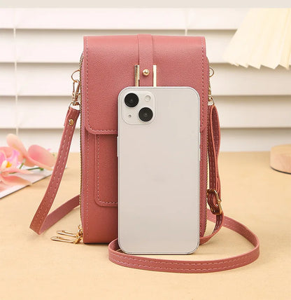 New transparent touchscreen phone bag trend simple crossbody small bag phone women's bag change bag vertical design