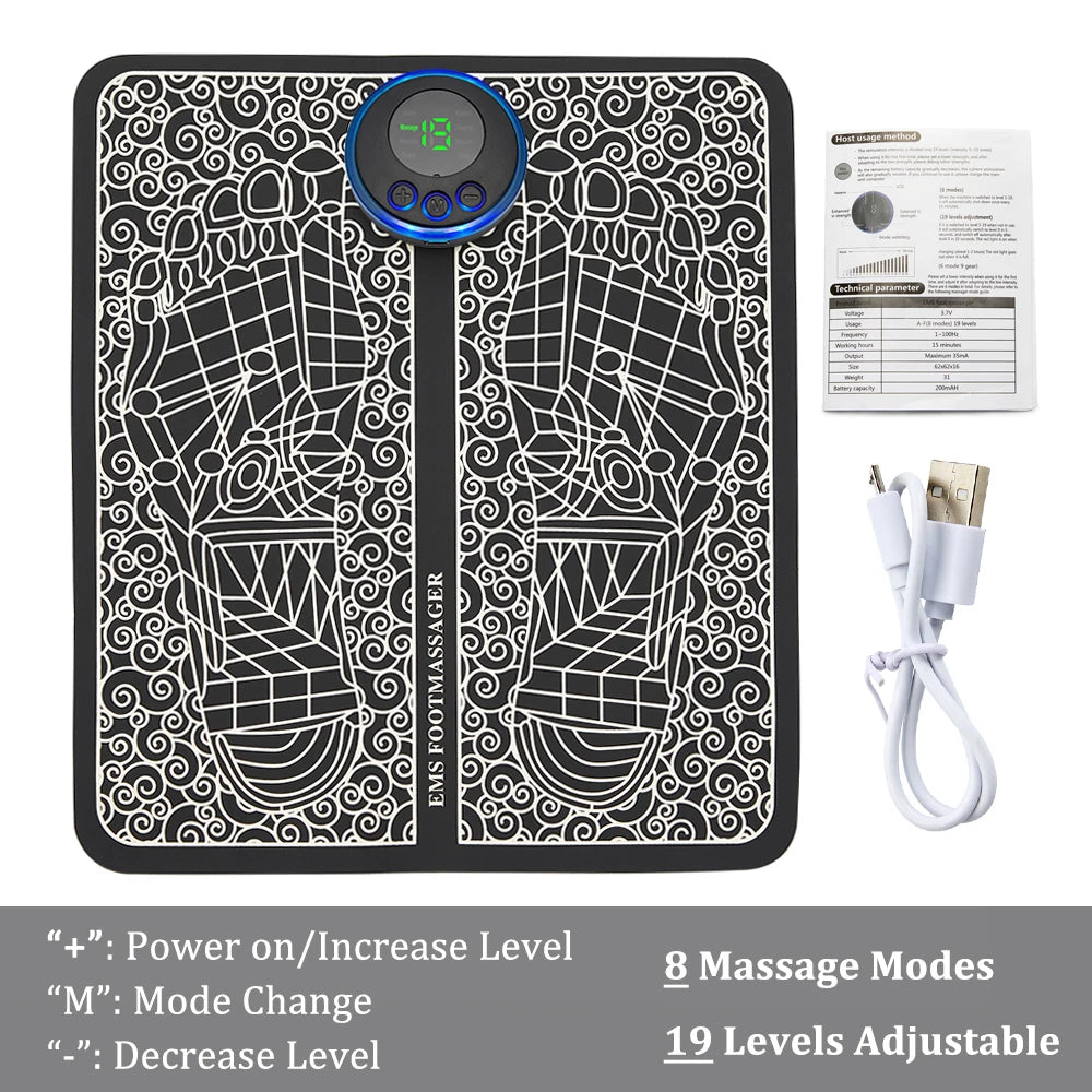 EMS Foot Massager Mat Electric TENS Feet Massager Pad Foldable Massage Mat Muscle Stimulation Fisioterapia Terapia Fisica Salud