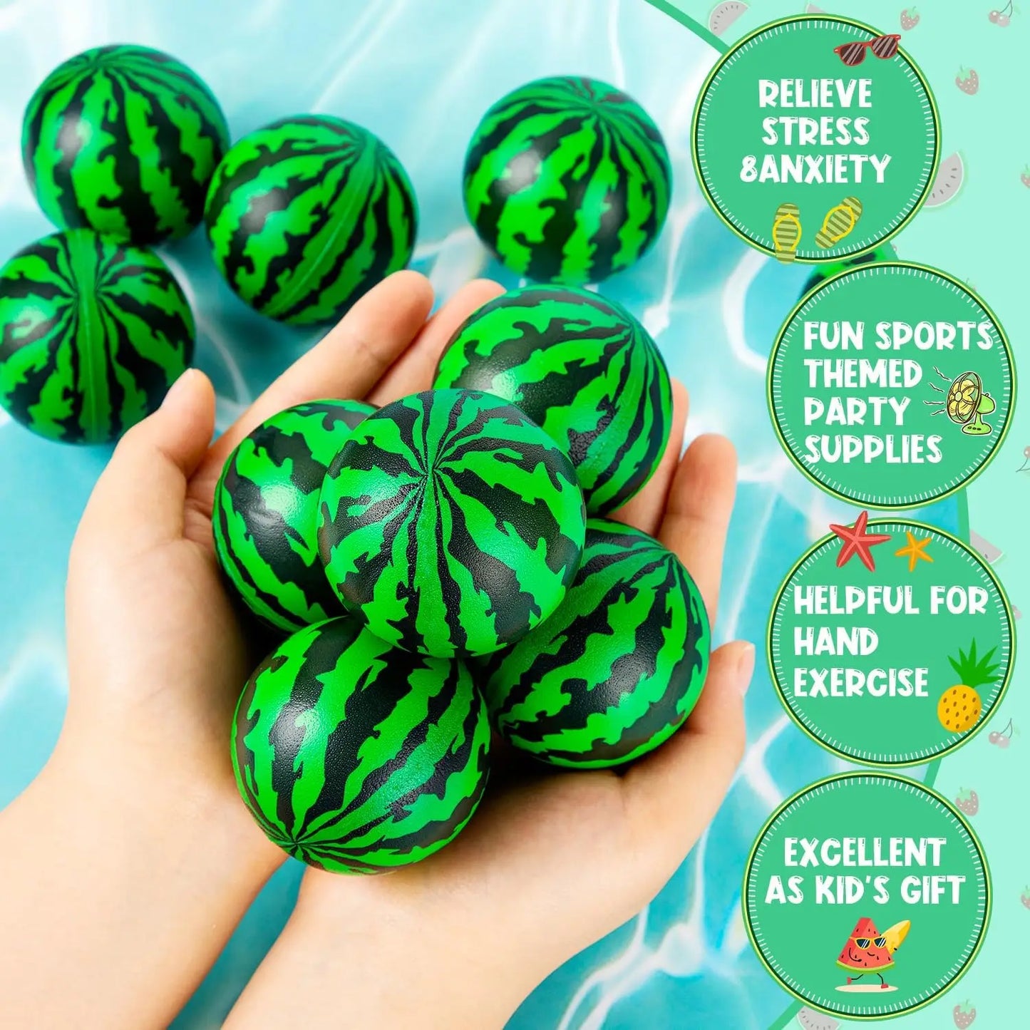 5/10/20Pcs Watermelon Stress Balls Foam Balls Stress Reliever Toys Party Favors for Kids School Carnival Party Supplies 2.5Inch