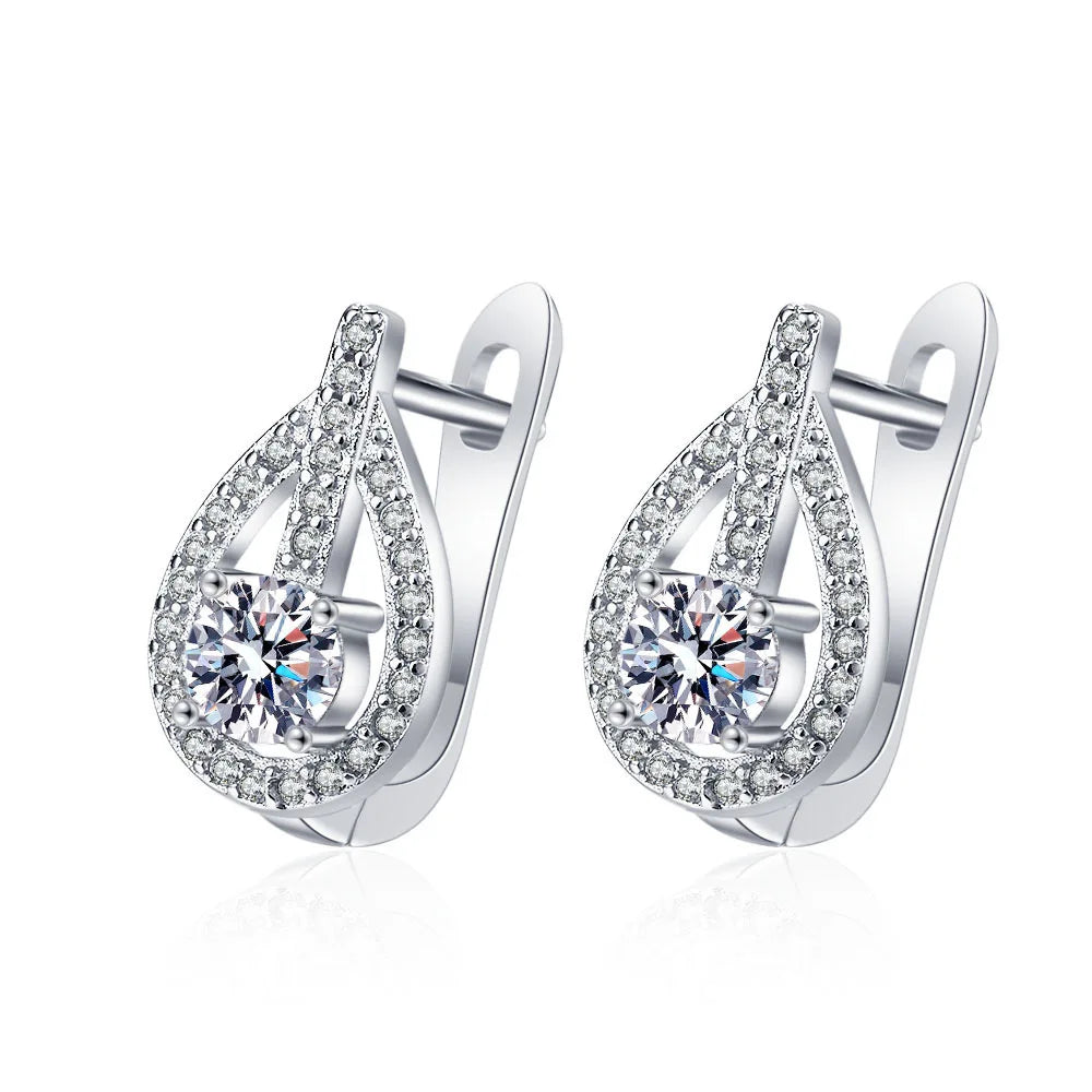 925 Sterling Silver Earrings Jewelry High Quality Retro Simple Pattern Purple White Zircon Earrings Hot Sale