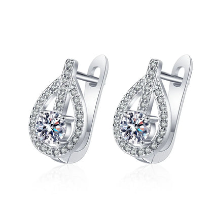 925 Sterling Silver Earrings Jewelry High Quality Retro Simple Pattern Purple White Zircon Earrings Hot Sale
