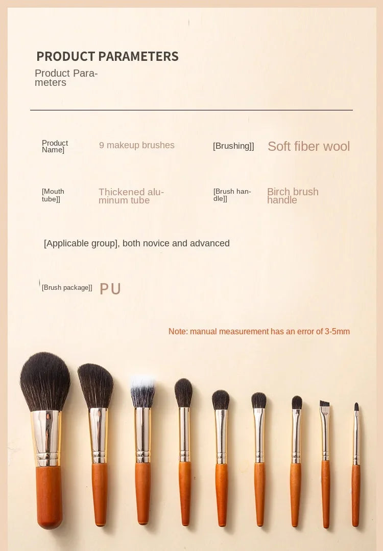 9Pcs/lot Mini Makeup Brush Set Portable Travel Cosmetic Brushes Kit Eyeshadow Foundation Powder Brushes Beauty Makeup Tools