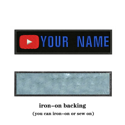 YouTube Logo 10X2.5cm Embroidery Custom Name Text Patch Stripes Badge Iron On Or  Patches