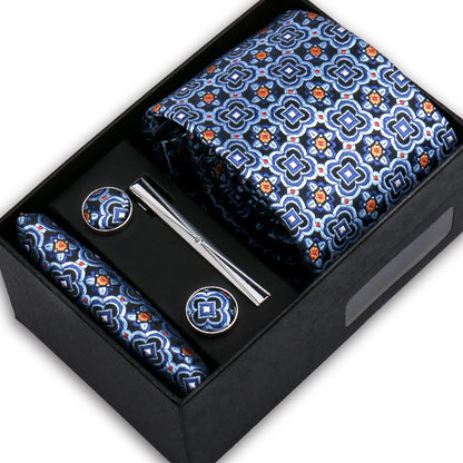 Classic Mens Tie Set Paisley Hanky Cufflinks In Gift Box Jacquard Woven Neckties Set For Men Formal Wedding Fashion Accessories