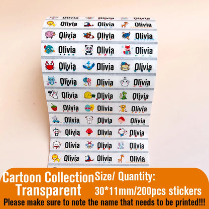 200Pcs Custom Waterproof Hebrew Name Stickers Personalized Children Hologram Label  Sticker With Students School Stationery Tag
