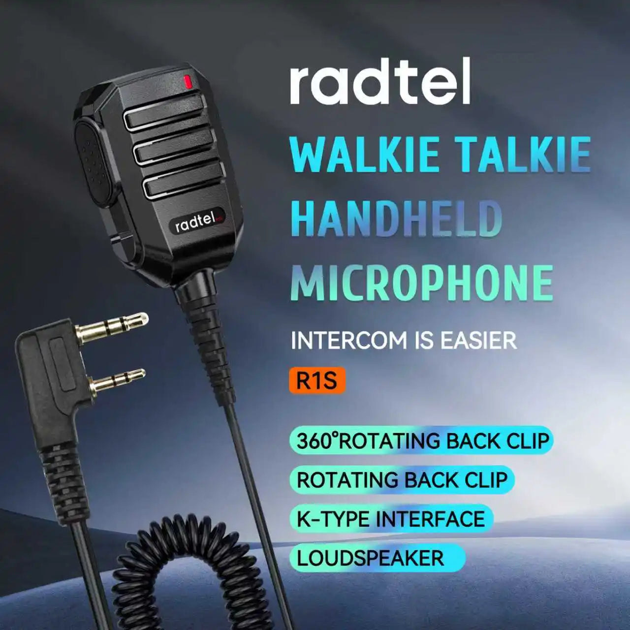 Radte R1S Speaker Microphone with 360° Rotating Belt Clip Loudspeaker for Radtel RT-4D RT-493 RT-860 RT-900 RT-910 RT-910B