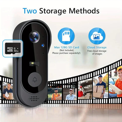 Tuya WiFi inteligentny dzwonek wideo do domu, zewnętrzna dwukierunkowa kamera HD do drzwi, 1080P, obsługa kart SD, przechowywanie w chmurze, wodoodporny