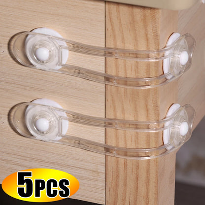 5pcs Baby Transparent Safety Locks Anti-opening Cabinet Open Glass Cabinet Safety Lock Anti-clip Hand Door Lock Fixing Clips