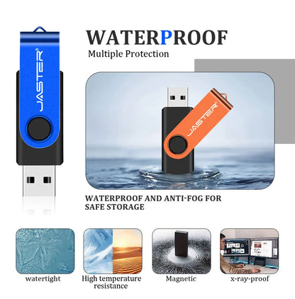 JASTER Obrotowy Pendrive USB 128GB Prezent Biznesowy Pamięć Flash 64GB Metalowy Pendrive 32GB Rzeczywista Pojemność Pendrive USB 16GB 8GB 4GB
