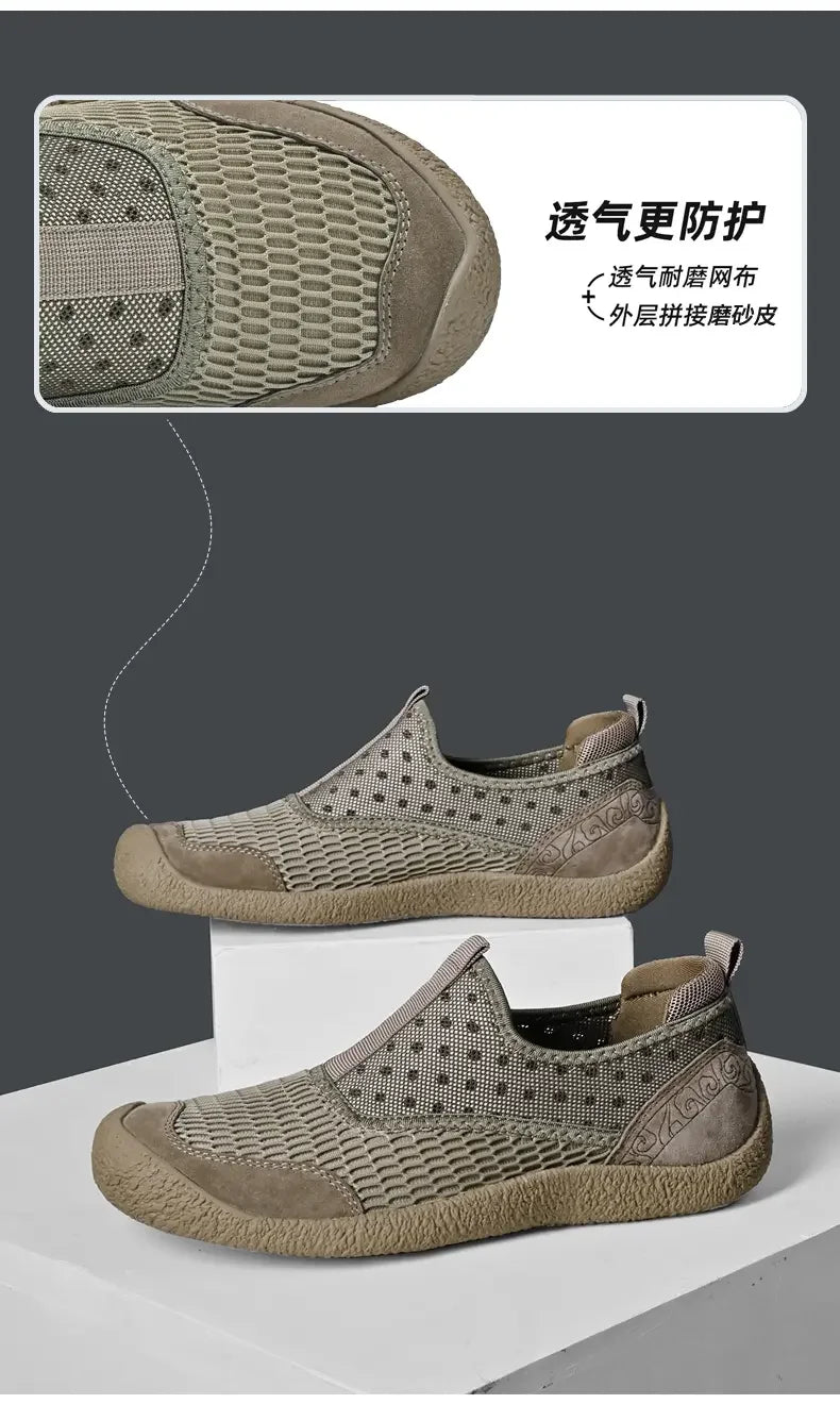 Summer Mesh Shoes Men Sneakers Plus Size Lightweight Breathable Walking Footwear New Slip-On Comfortable Casual Men's Shoes