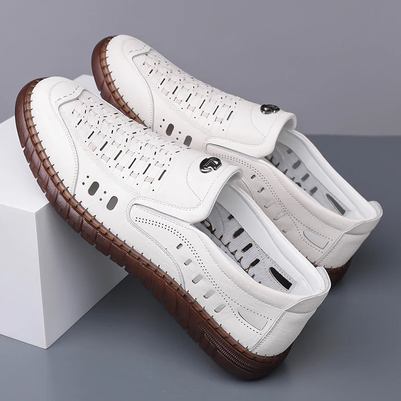 Men's Comfortable Slip-on Loafers, Non-slip Soft Sole Business Casual Shoes, Breathable for Outdoor Use and Driving-XH501
