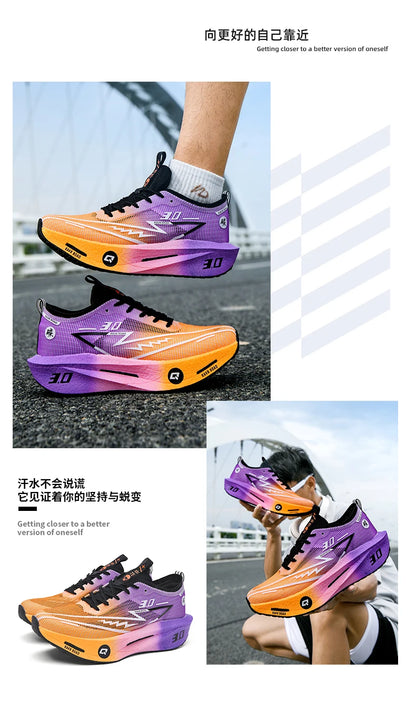 Couple Breathable Mesh Carbon Board Shoes, Student Sports Exam Shoes, Chunta Ultra Light Rebound Marathon Running Shoes