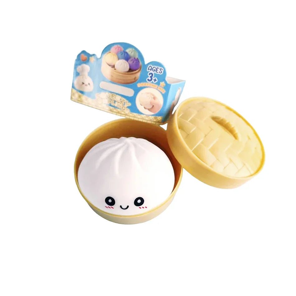 Squishy Dumpling Toy Crystal Steamer Bun Food Shape Squeeze Stress Relief Fidget Toy Desktop Ornament Gift
