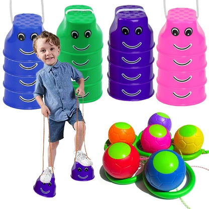 Children Sports Fitness Toys Skip Ball Stilts Frog Jump Group Games Activities Balance Training Indoors Outdoors Kids Gifts TMZ
