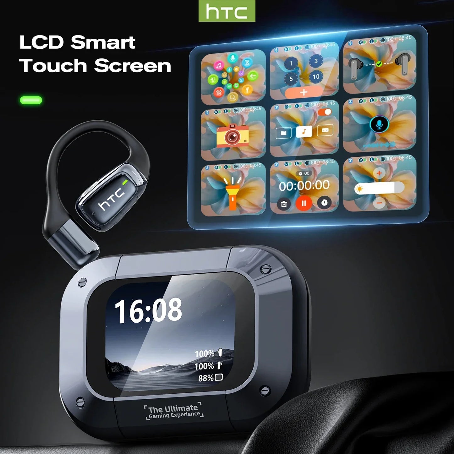 【Słuchawki douszne z tłumaczem AI】HTC NE25 Słuchawki Bluetooth z ekranem dotykowym LCD Sportowe bezprzewodowe słuchawki długie życie z mikrofonem HD