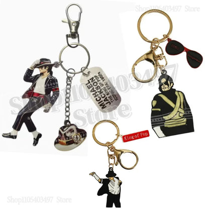2026 Michael Jackson "King of Pop" Keychain, MJ Moonwalk Figure Keyring with Fedora Hat Pendant, Music Fan Collectible Gift