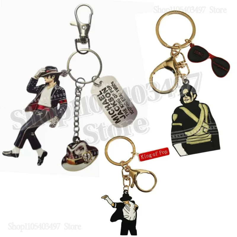 2026 Michael Jackson "King of Pop" Keychain, MJ Moonwalk Figure Keyring with Fedora Hat Pendant, Music Fan Collectible Gift