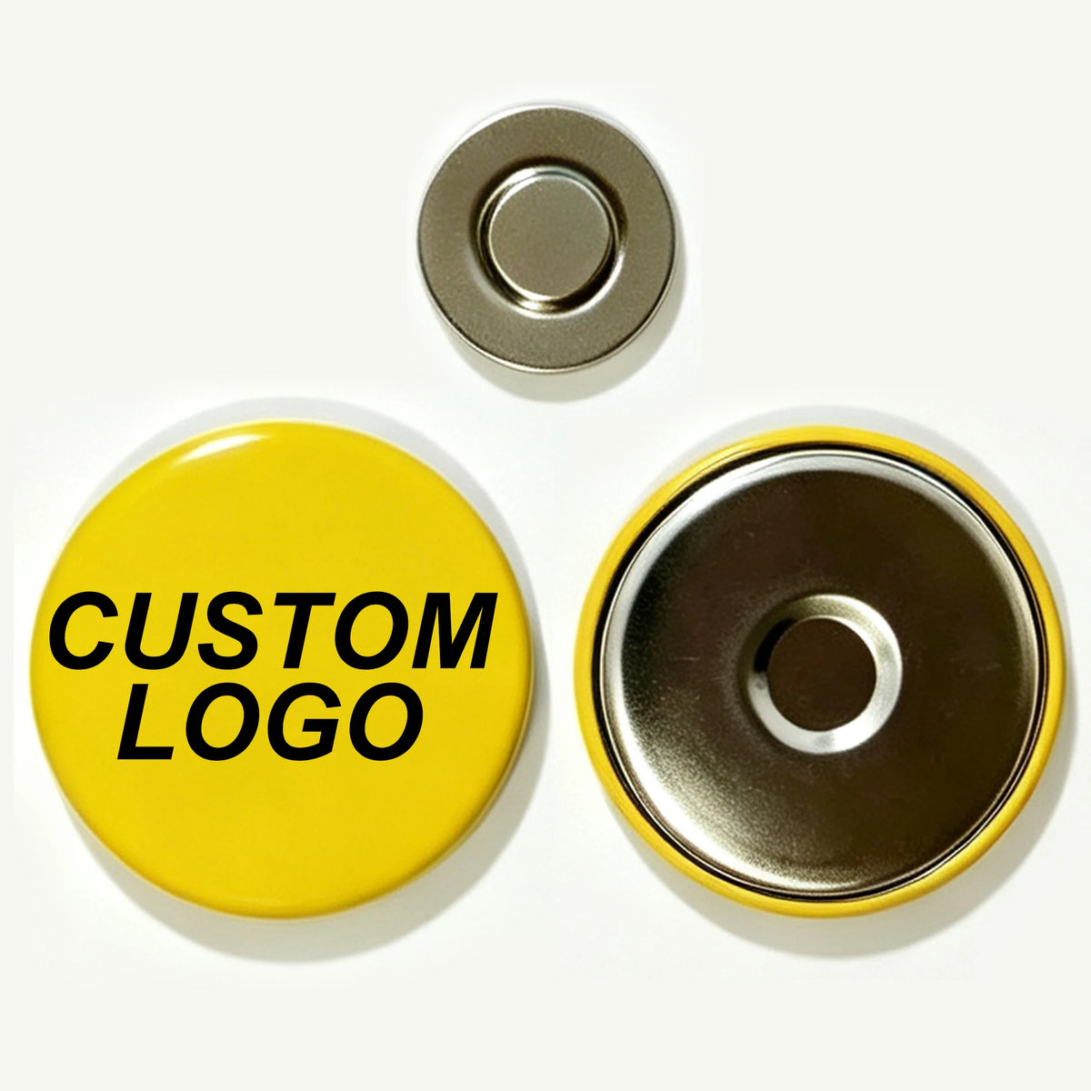 Custom round Magnetic Badges Tinplate Material Personalized Chest Badges with Images Logos Or Designs No Minimum Order