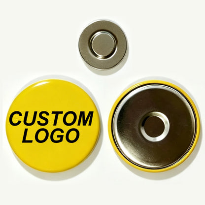 Custom round Magnetic Badges Tinplate Material Personalized Chest Badges with Images Logos Or Designs No Minimum Order