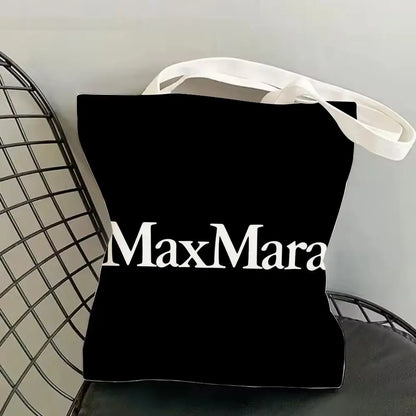 M-Max MaraS Brand Storage Bags Canvas Tote Bag Double-Sided Print Lightweight Shoulder Shopping Handbag for Daily Use