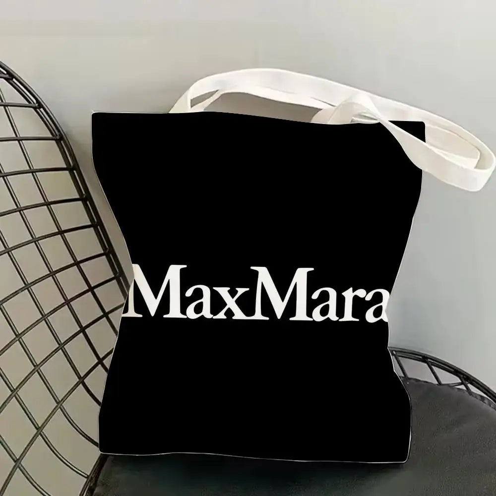 M-Max MaraS Brand Storage Bags Canvas Tote Bag Double-Sided Print Lightweight Shoulder Shopping Handbag for Daily Use