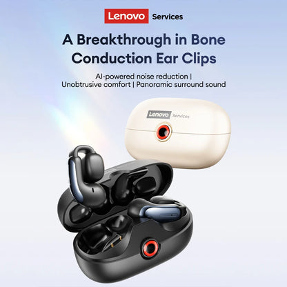 NEW Lenovo LES-108 Bone Conduction Earphones Open Ear Clip Wireless Earbuds Bluetooth 6.0 Sports Headphones with Mic Waterproof
