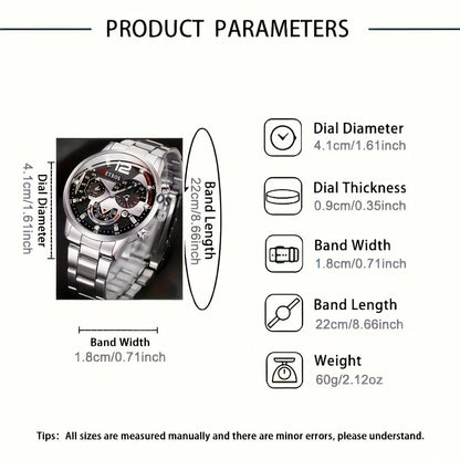 4pcs New Men's Business Fashion Round Quartz Watch Set Gifts for men