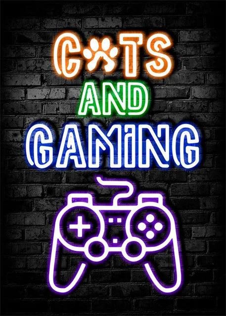 Gaming Neon Eat Sleep Game Repeat  Canvas Posters Gamer Room Decor Canvas Print Art for Home Esports Bedroom Decor Gift Painting
