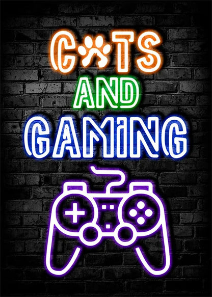 Gaming Neon Eat Sleep Game Repeat  Canvas Posters Gamer Room Decor Canvas Print Art for Home Esports Bedroom Decor Gift Painting