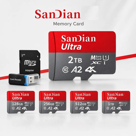 Karta pamięci flash 128 GB Micro TF SD 256 GB do aparatu, telefonu, tabletu z adapterem