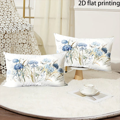 Two-piece suit Blue Floral Pillowcase for Bed , Used for sofas, chairs, cars, decorative cushion covers, pillowcases.