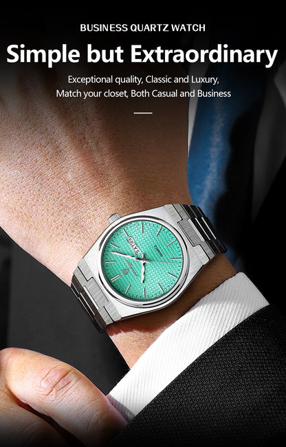 POEDAGAR Trendy Casual Man Watch Luminous Waterproof Stainless Steel Classic Men Wristwatch Date Week Men's Quartz Watches Reloj