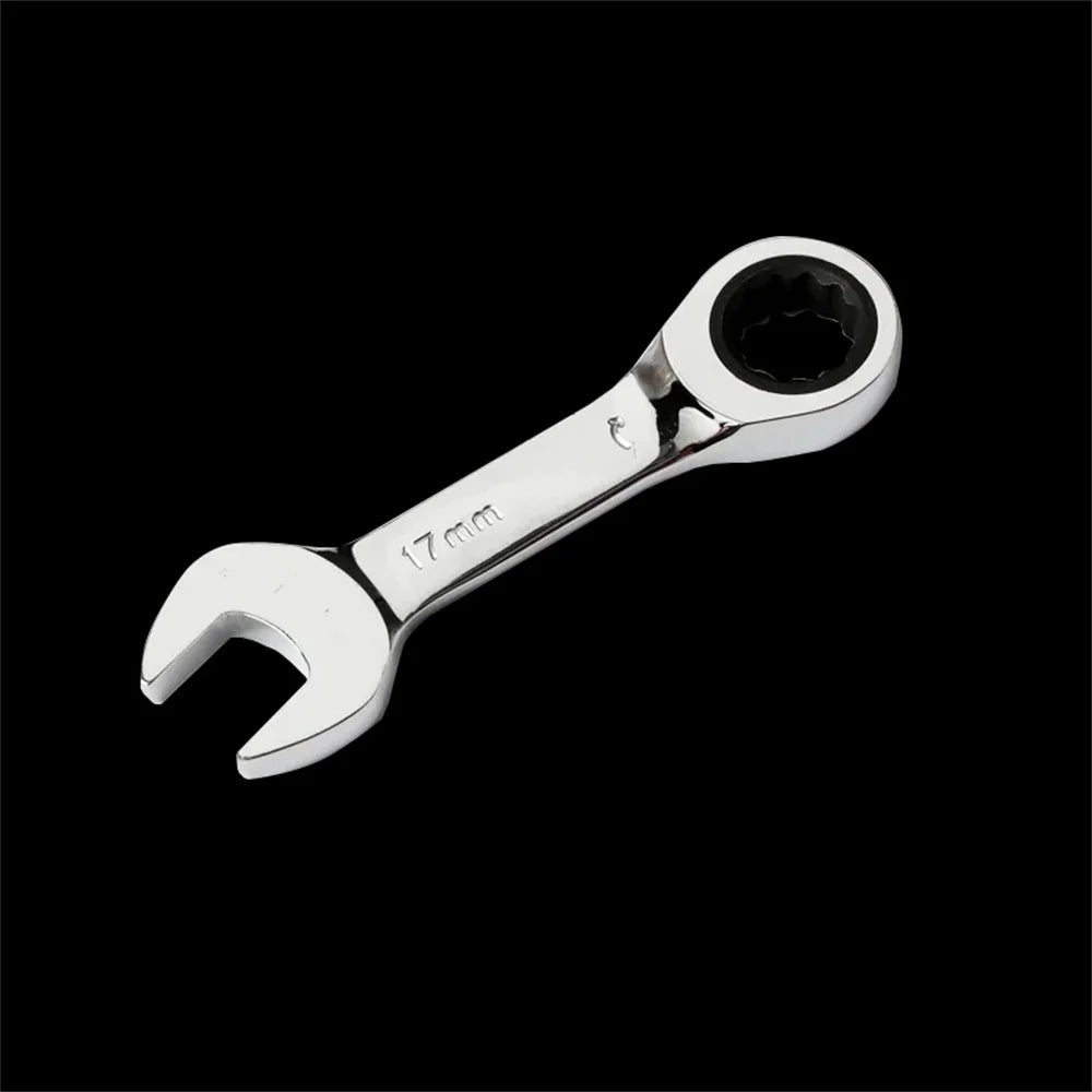 1Set 6mm-19mm Reversible Combination Stubby Single Wrench Stubby Combination 72 Tooth Ratchet Socket Spanner Nut Repair Tools