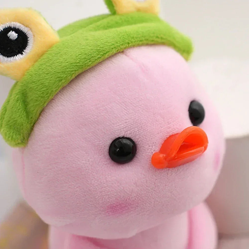 12cm Creative Cute Little Yellow Duck Cartoon Cafe Duck Keychain Pendant Plush Toy Stuffed Toy Doll with Hat Plush Duck Toy