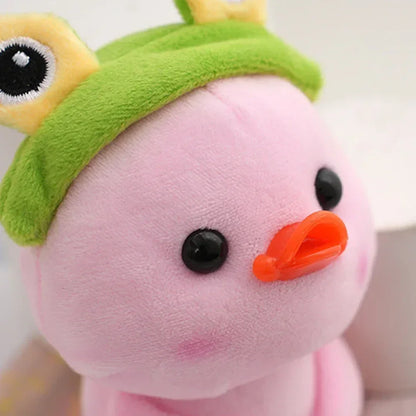 12cm Creative Cute Little Yellow Duck Cartoon Cafe Duck Keychain Pendant Plush Toy Stuffed Toy Doll with Hat Plush Duck Toy