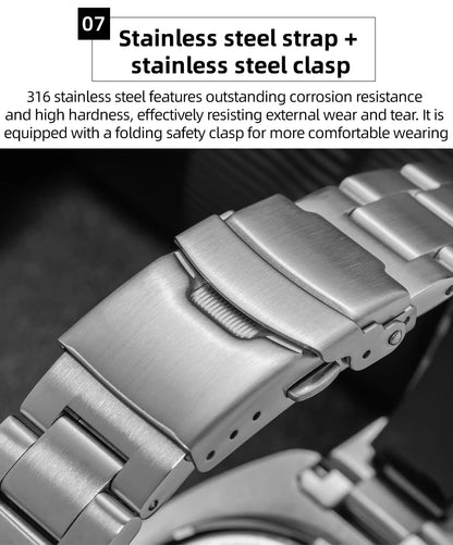 ADDIESDIVE New 43.8mm Watch for Men Dive AD2511 Luxury Sapphire Quartz Wristwatch 100m Waterproof Stainless Steel Luminous Watch