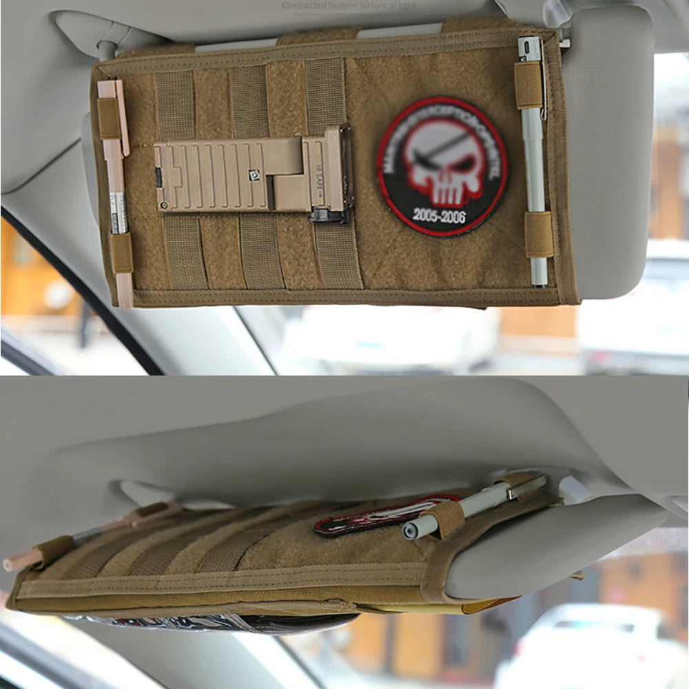 Car Sun Visor Organizer Universal Car Sunshade Storage Clip for Car Accessories Storage Holder Molle Hunting Gears Bag